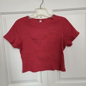 UNIQLO Women's Cropped Ribbed T-shirt